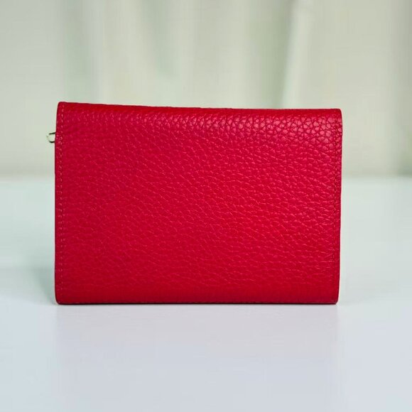 Louis Vuitton Red LV Logo Wallet Full Set with Authentic Orange Box & Cloth - Picture 3 of 9